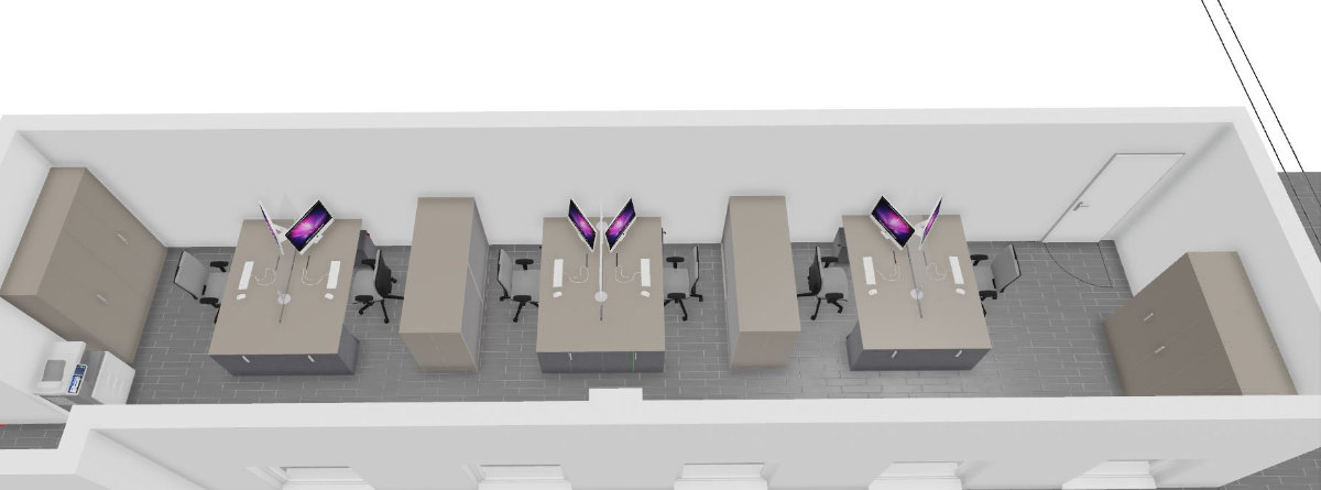 Rendering Ufficio Commerciali - vista dall'alto